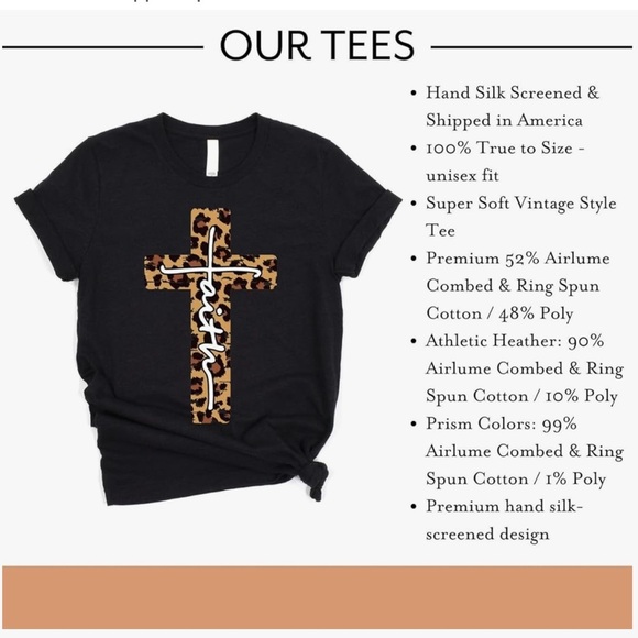 🆕 Love in Faith | Leopard Faith Cross | Christian T-Shirts for Women 3X - Picture 2 of 6